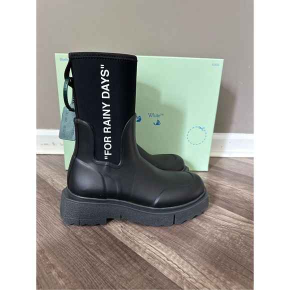 Off-White Sponge Rubber Rain Boots - Picture 9 of 14